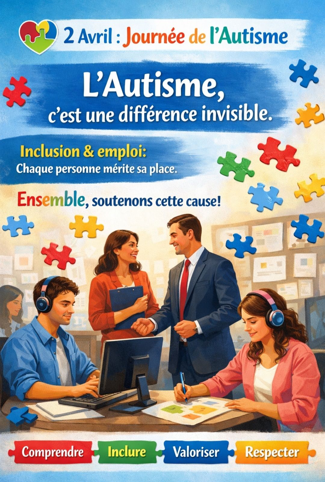 Visuel complet consacré à l’autisme et à l’inclusion